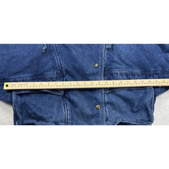 Vintage Jean Oversized Bomber Jacket with Tartan Plaid Lining Boyfriend - Picture 5 of 16